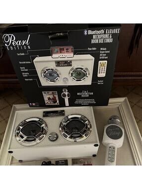 Saks Fifth Avenue Bluetooth Karaoke Microphone and Boombox Combo - Pearl Edition